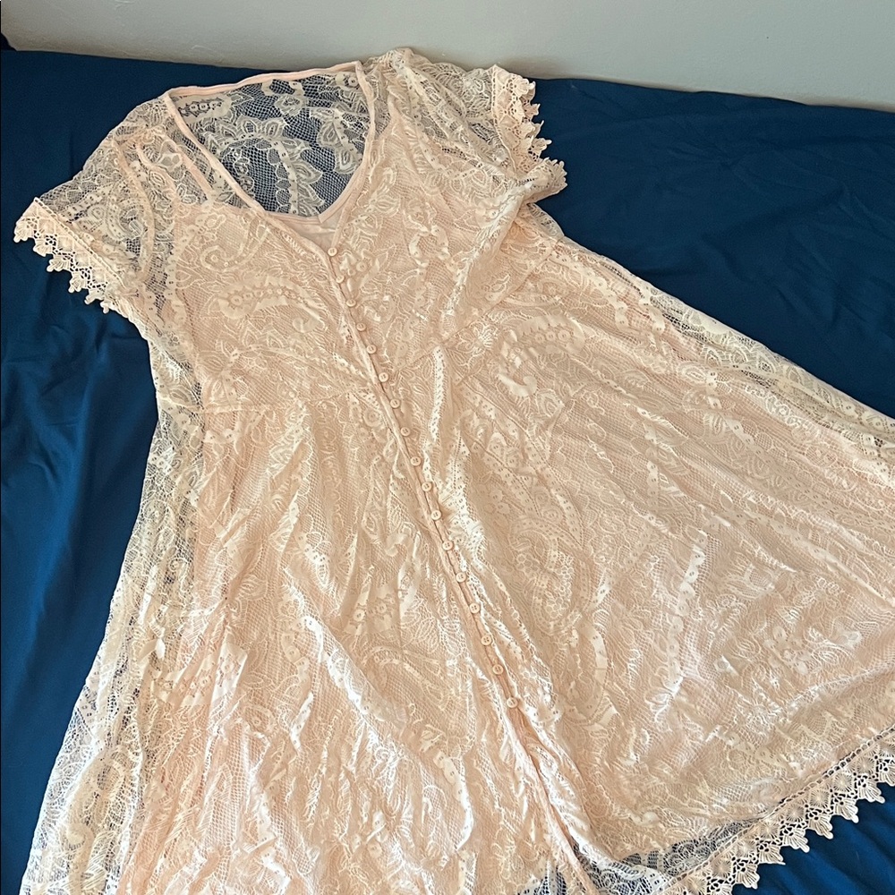 Lace Lined Dress in Soft Pink